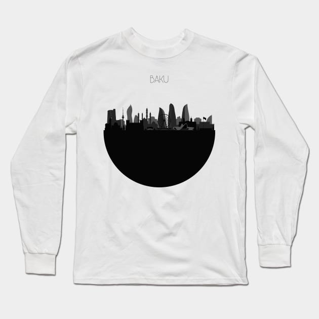 Baku Skyline Long Sleeve T-Shirt by inspirowl